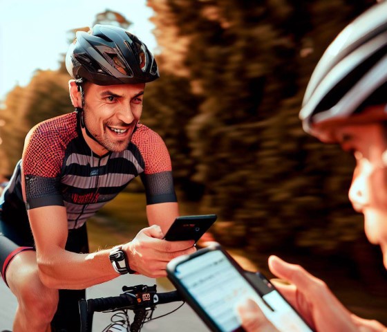 Cyclist in tech background
